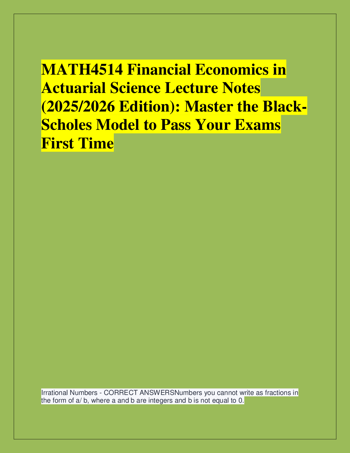 Preview of MATH4514 Financial Economics in  Actuarial Science Lecture Notes  (2025/2026 Edition): Mas