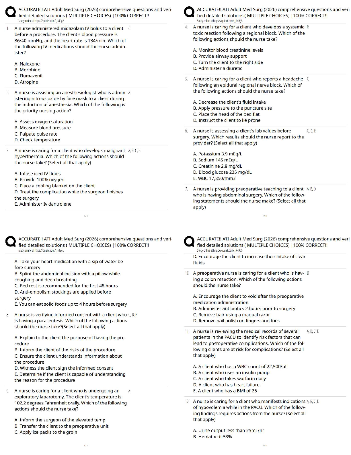 Recommended document preview for ATI Adult Med Surg (2026) / Score 100% / New Version / 2026 Update