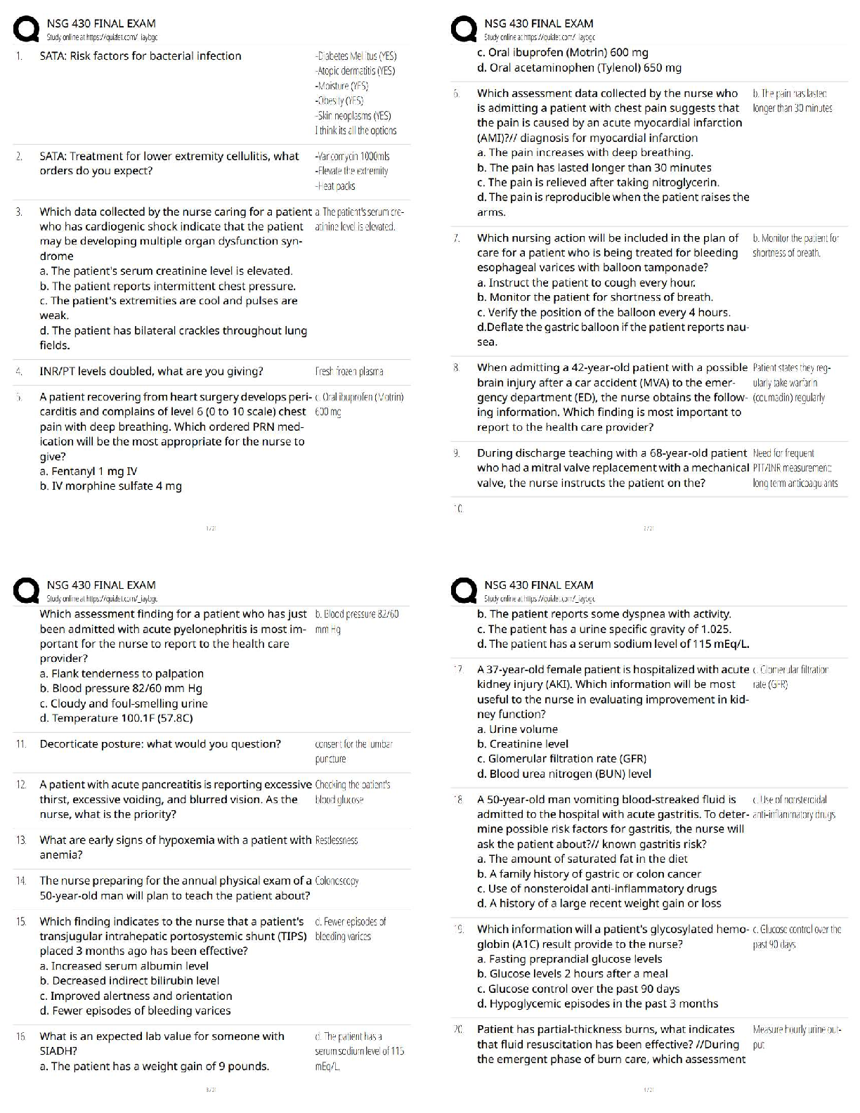 Recommended document preview for NSG 430 Final Exam / Score 100% / New Version / 2026 Update