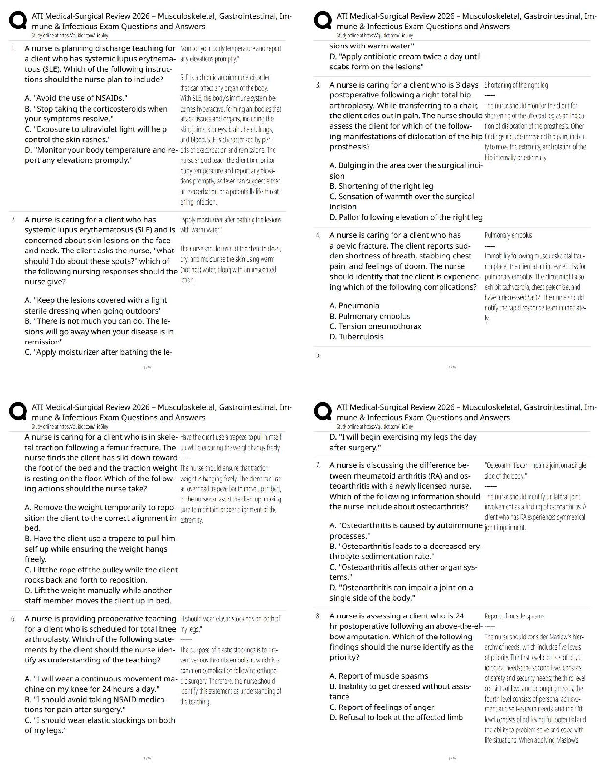 Recommended document preview for ATI Medical-Surgical Review 2026 – Musculoskeletal, Gastrointestinal, Immune & Infectious Exam Questions and Answers / Score 100% / New Version / 2026 Update