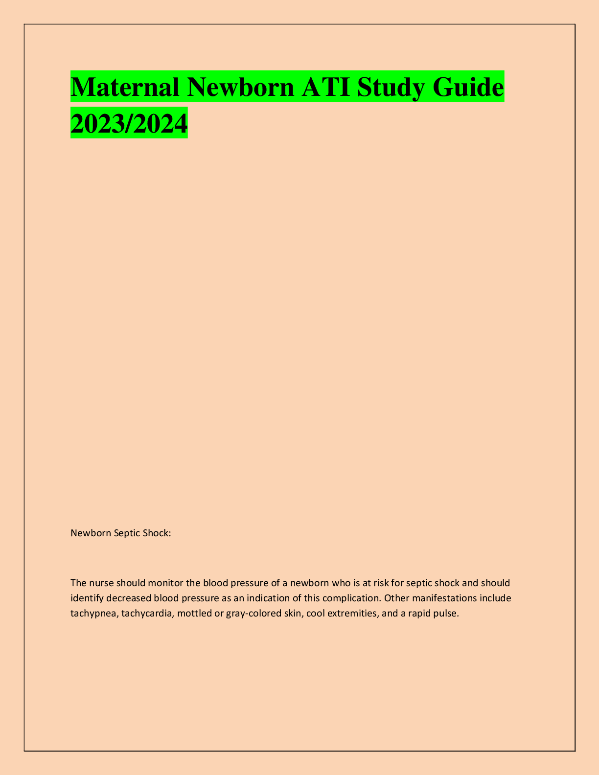 Recommended document preview for Maternal Newborn ATI Study Guide  2023/2024