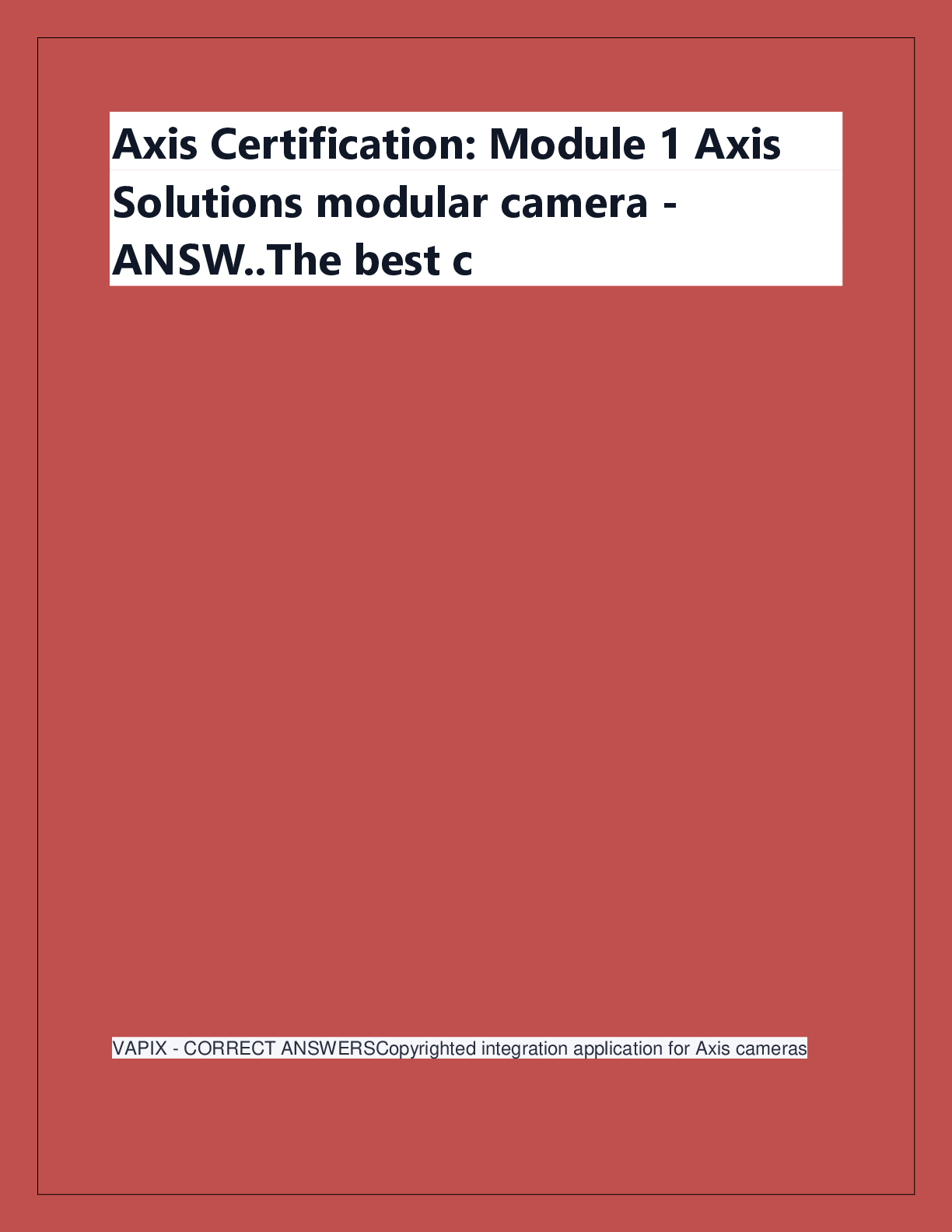 Preview image for Axis Certification: Module 1 Axis  Solutions modular camera - ANSW..The best c