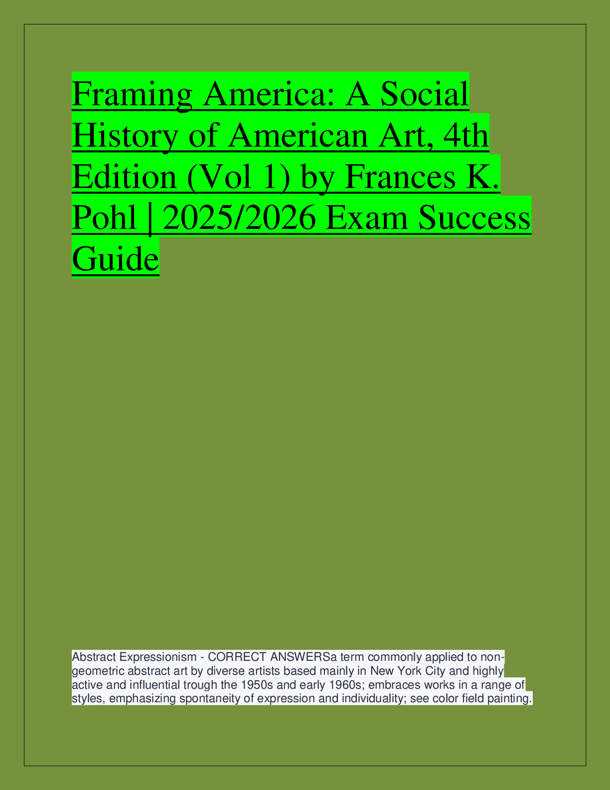 Preview of Framing America: A Social  History of American Art, 4th  Edition (Vol 1) by Frances K.  Po