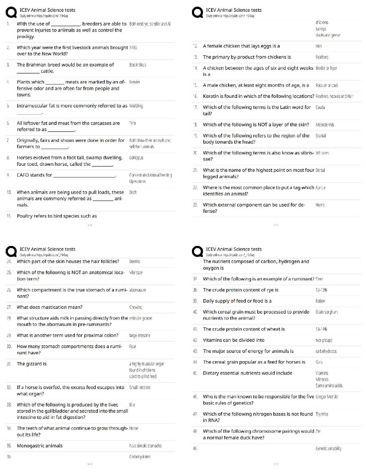 Recommended document preview for ICEV Animal Science Tests / Score 100% / New Version / 2026 Update