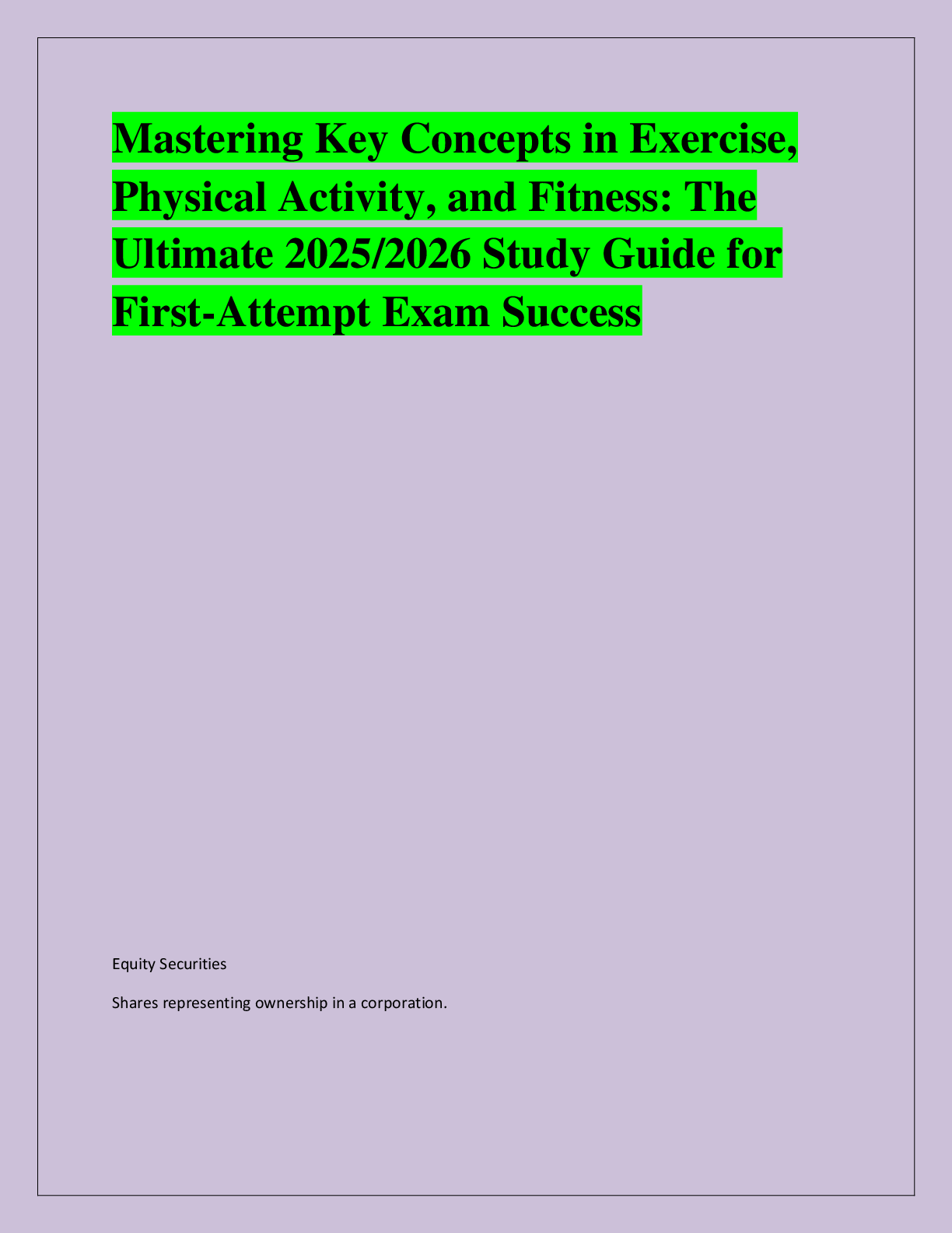 Preview of Mastering Key Concepts in Exercise,  Physical Activity, and Fitness: The  Ultimate 2025/20