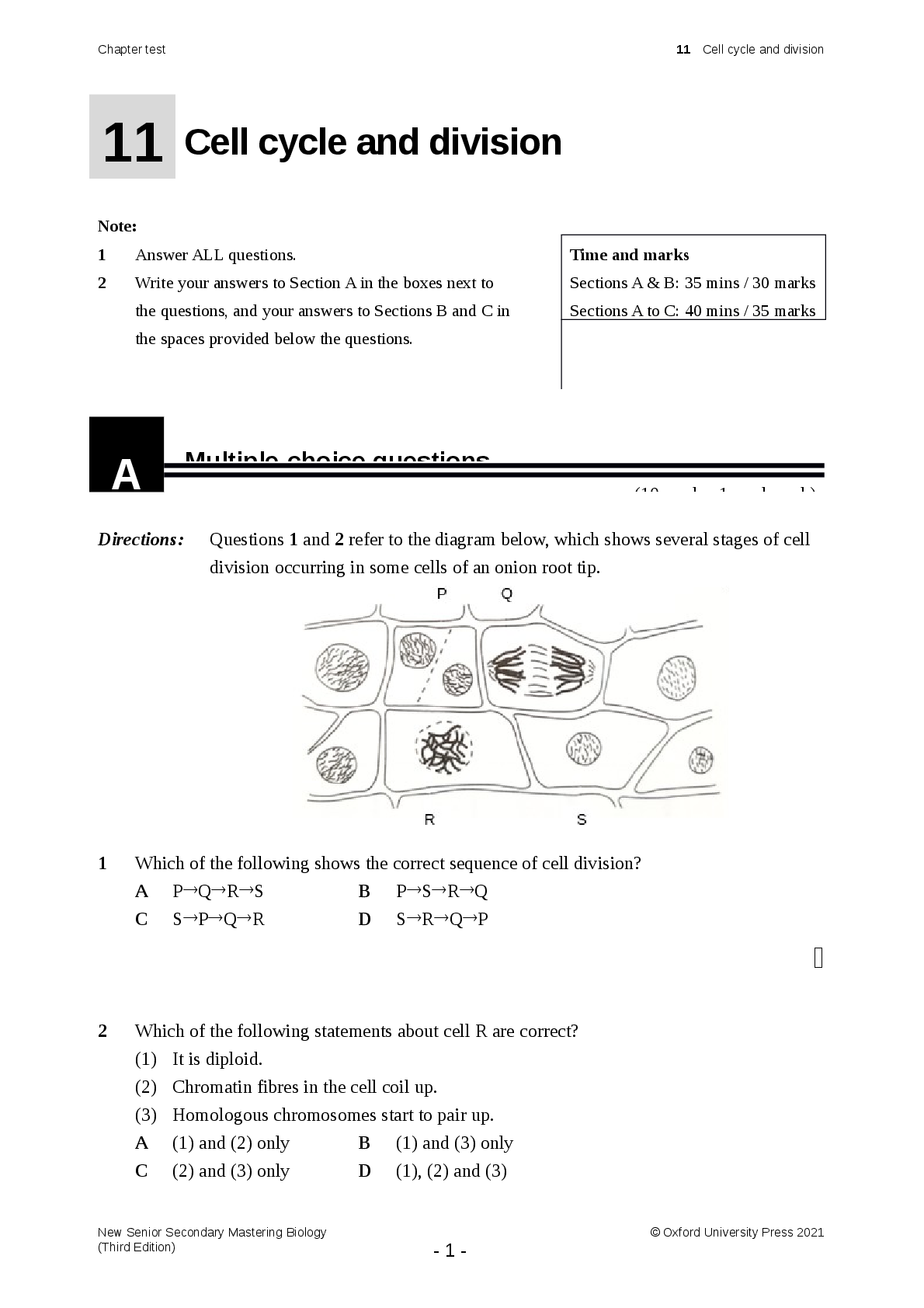 Recommended document preview for BIO 123  Cell cycle and division CHAPTER TEST