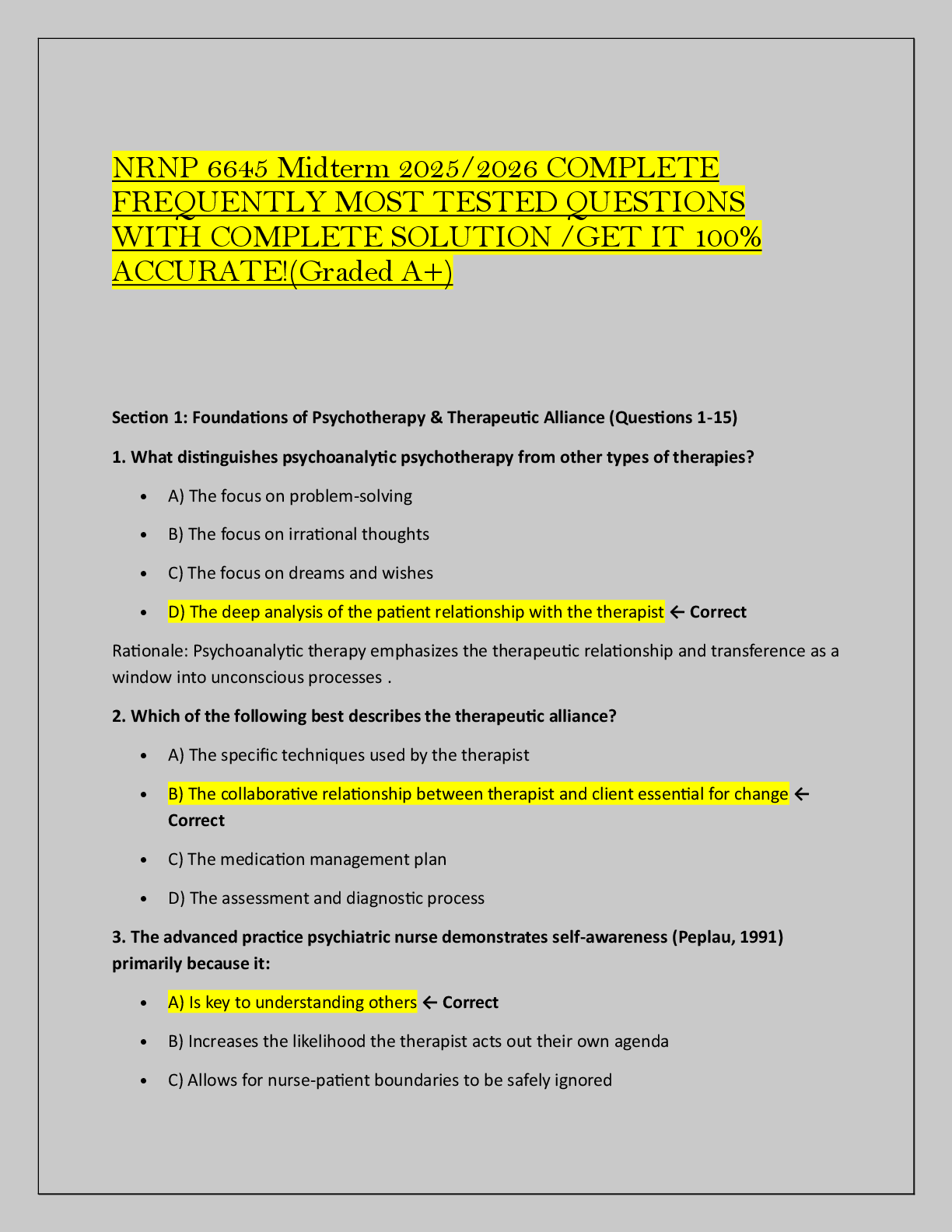 Preview of NRNP 6645 Midterm 2025/2026 COMPLETE  FREQUENTLY MOST TESTED QUESTIONS  WITH COMPLETE SOLU