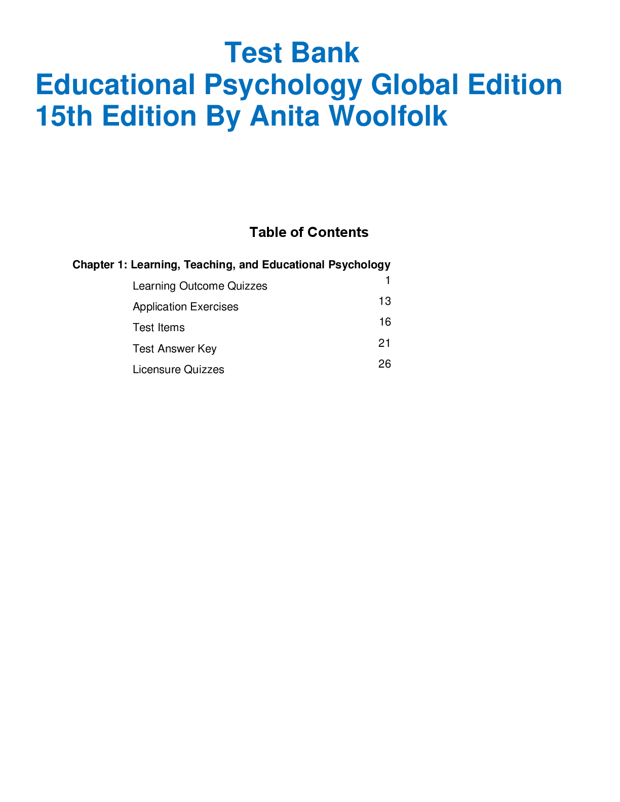 Preview of Test Bank Educational Psychology Global Edition 15th Edition By Anita Woolfolk