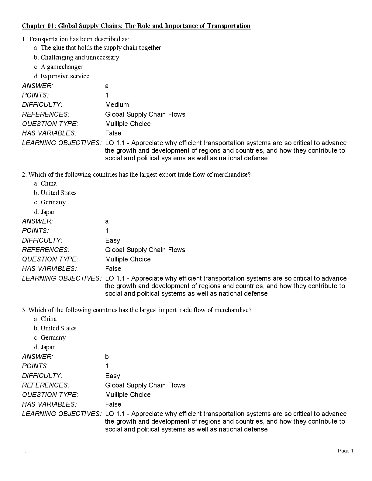 Recommended document preview for Test Bank For Transportation A Global Supply Chain Perspective 10th Edition By Robert Novack, Brian Gibson, Yoshinori Suzuki, Chapters 1-13
