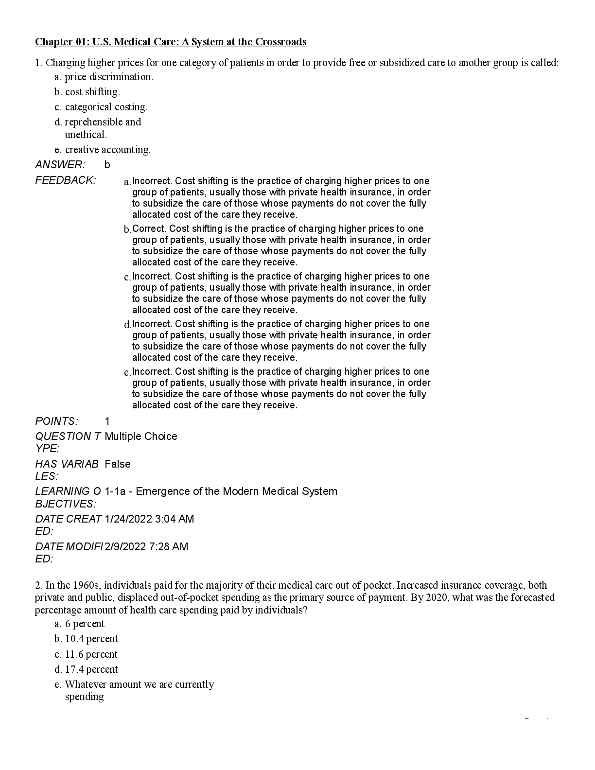 Recommended document preview for Test Bank For Health Economics and Policy 8th Edition By James Henderson, Chapter 1-17
