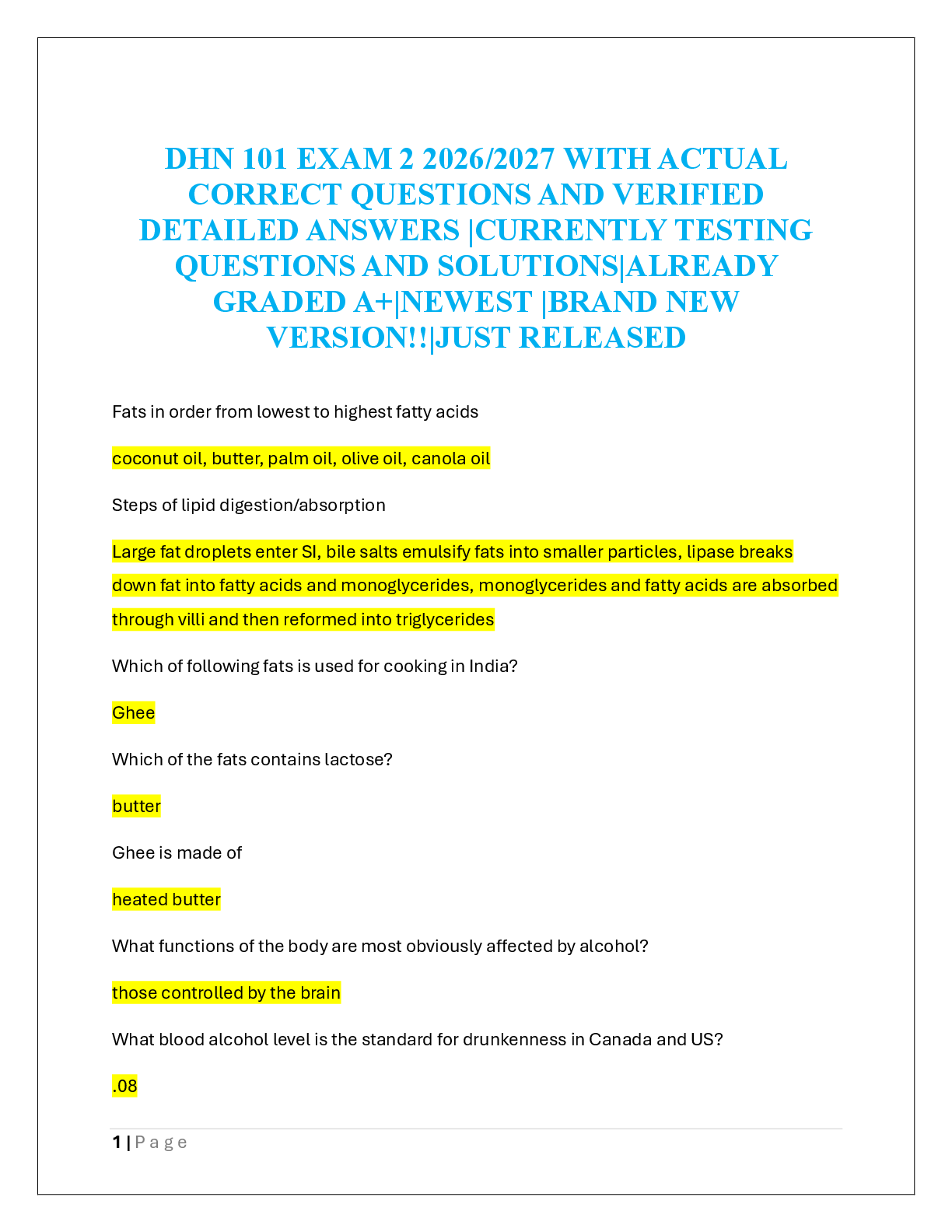 DHN 101 EXAM 2 2026/2027