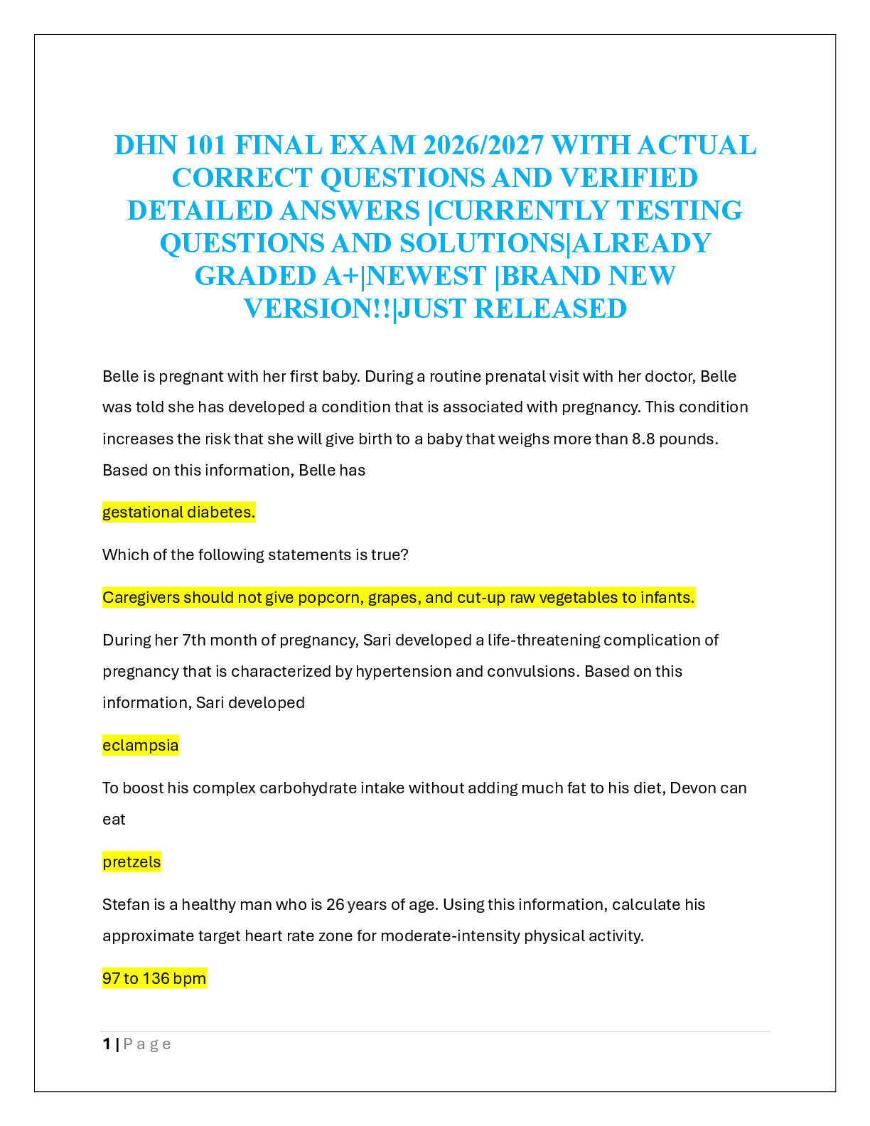 Recommended document preview for DHN 101 FINAL EXAM 2026/2027