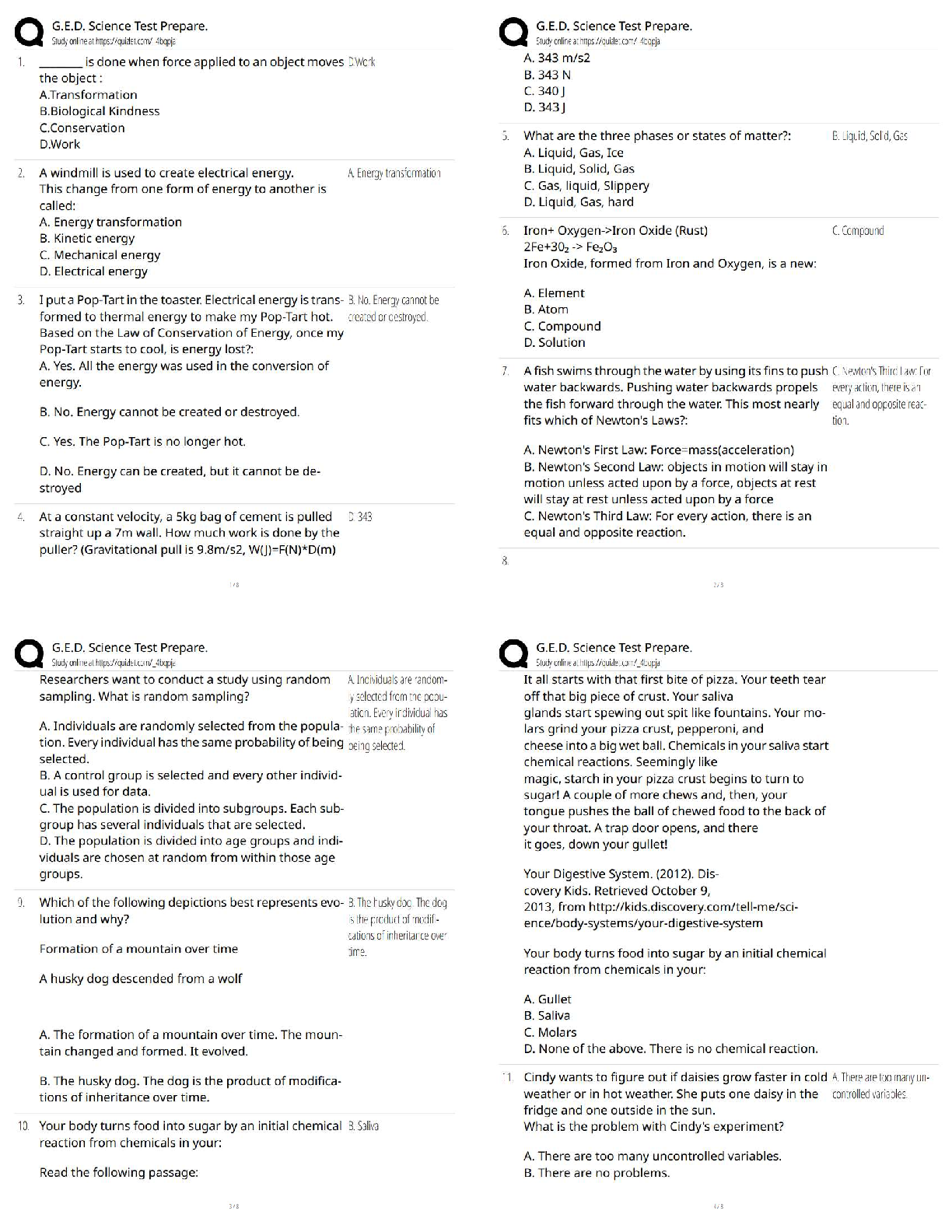 G.E.D. Science Test Prepare / Score 100% / New Version / 2026 Update / GED Science Exam Prep