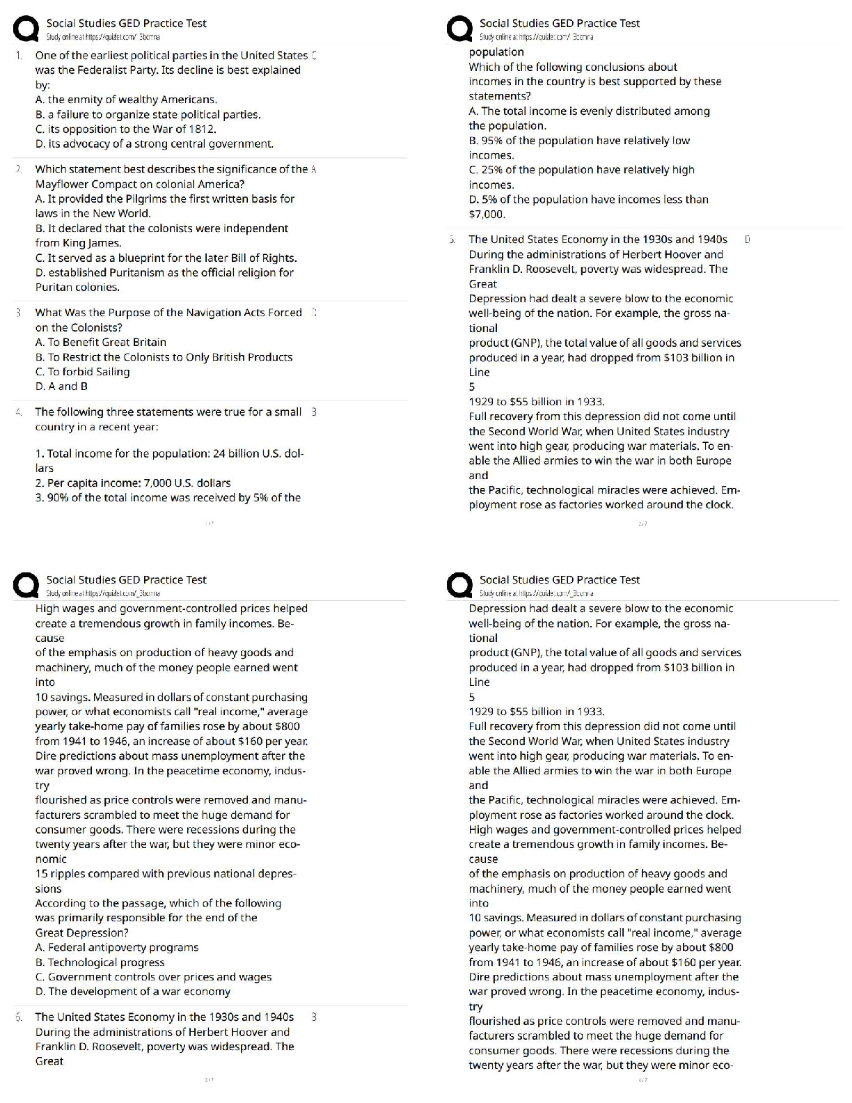 Preview of Social Studies GED Practice Test / Score 100% / New Version / 2026 Update / GED Social Stu