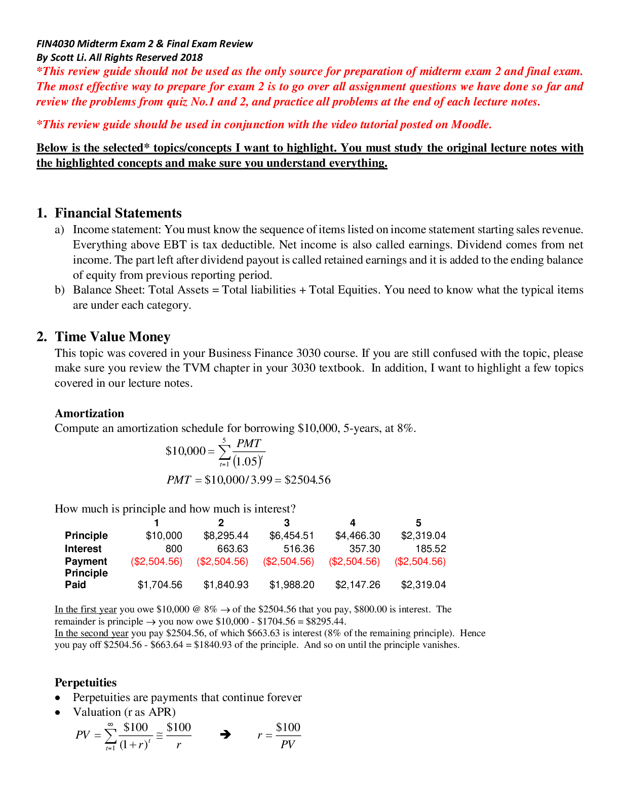 Preview image for FIN4030 Midterm Exam 2 & Final Exam Review