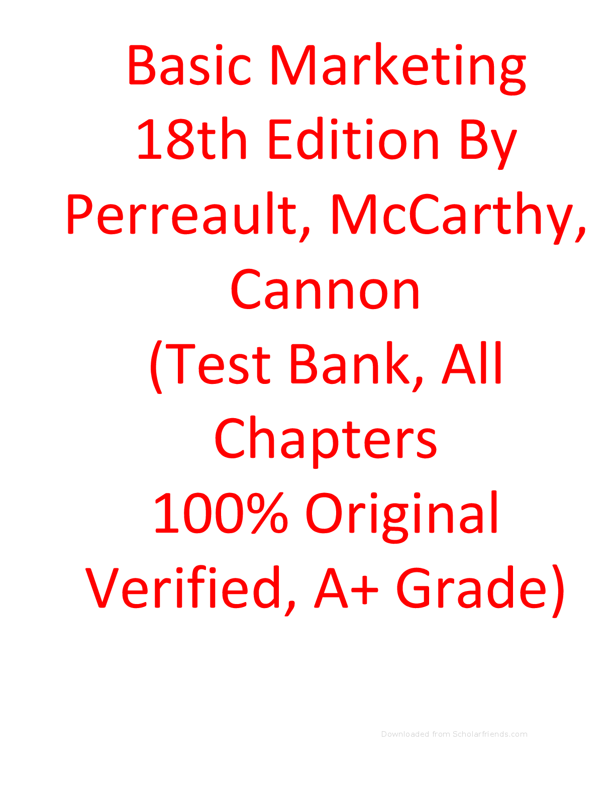 Preview of Test Bank For Basic Marketing 18th Edition By Perreault, McCarthy, Cannon