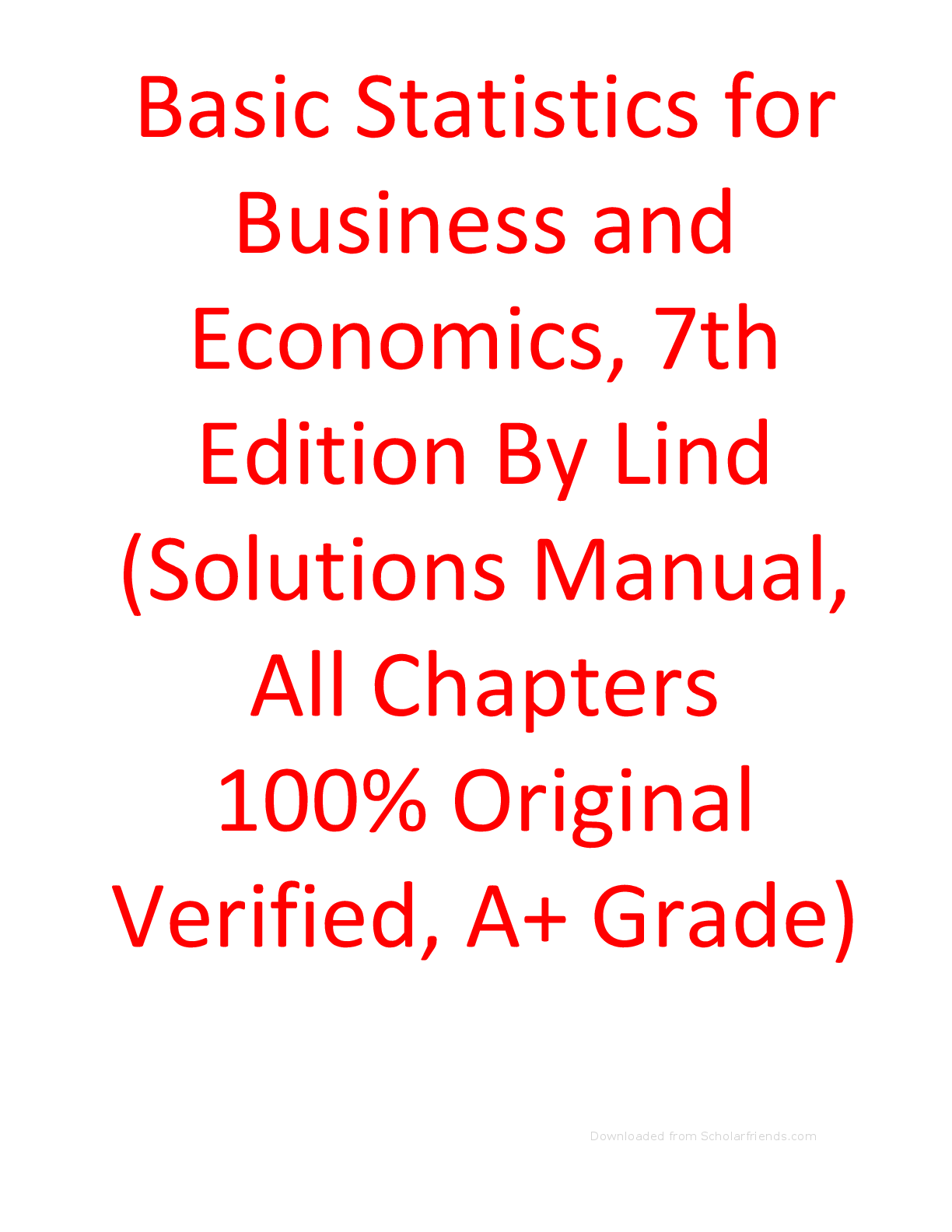 Preview of Solution Manual For Basic Statistics for Business and Economics 7th Edition By Lind