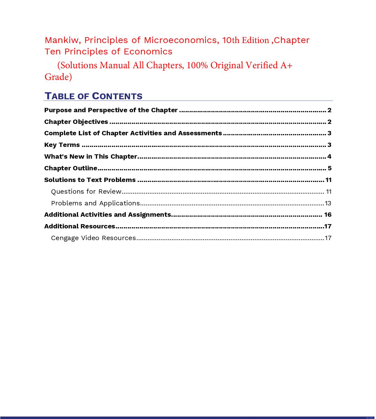 Preview of Solution Manual For Mankiw, Principles of Microeconomics, 10th Edition
