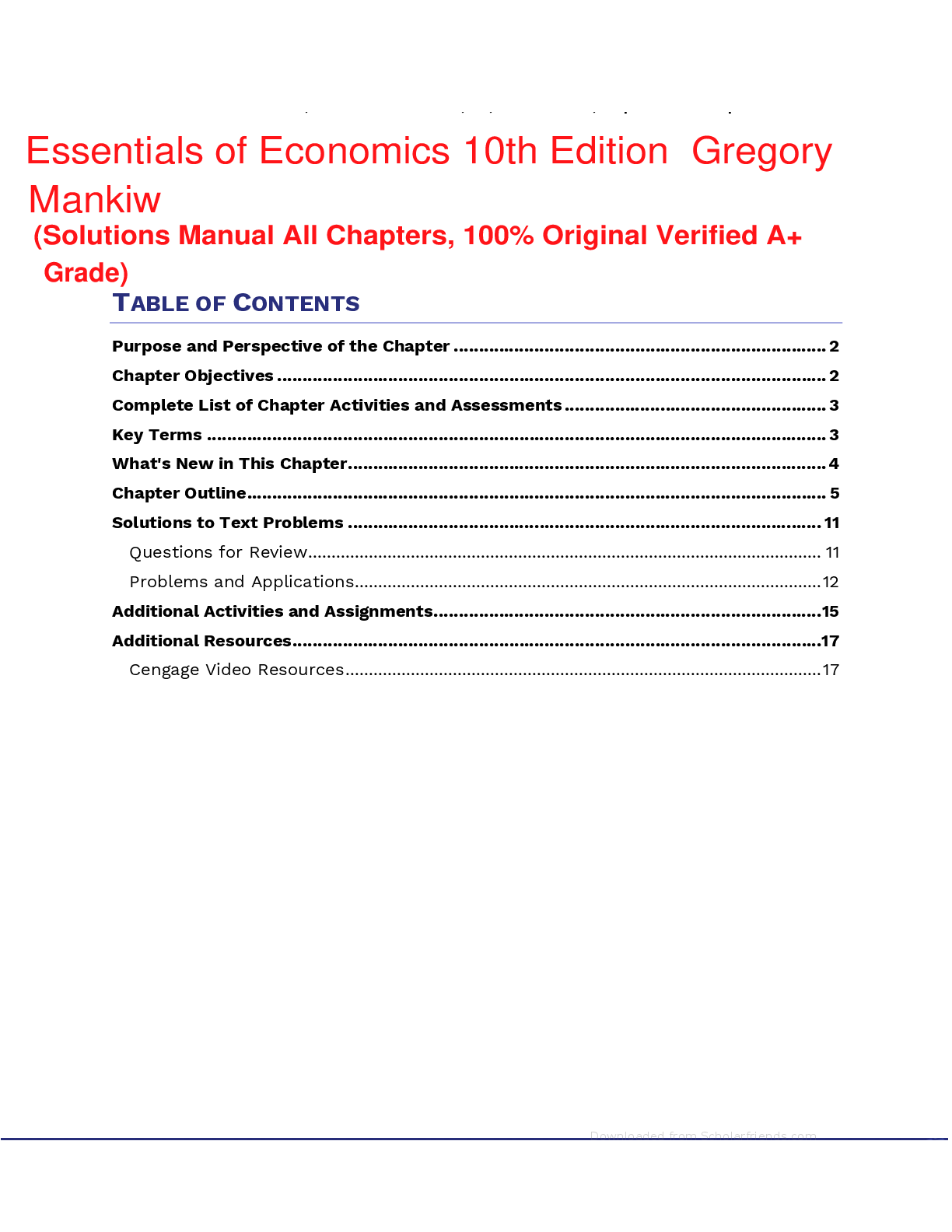 Preview of Solution Manual For Essentials of Economics 10th Edition Gregory Mankiw