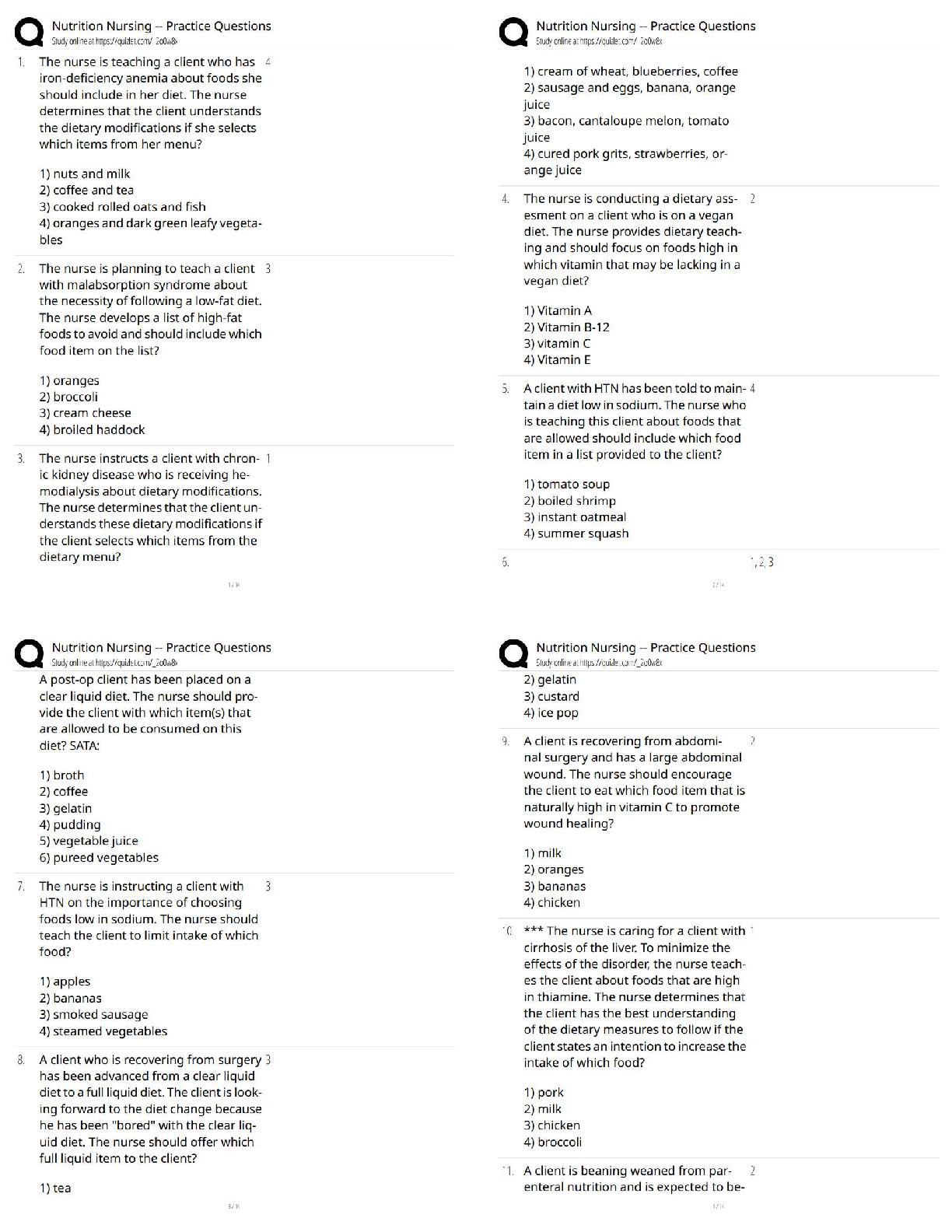Preview of Nutrition Nursing Practice Questions / Score 100% / New Version / 2026 Update / Nursing Nu