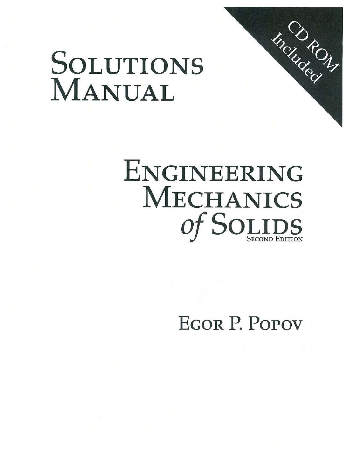 Solution Manual for Mechanics of Materials 2nd Edition SI Version  Solutions and Problems by Egor P. Popov
