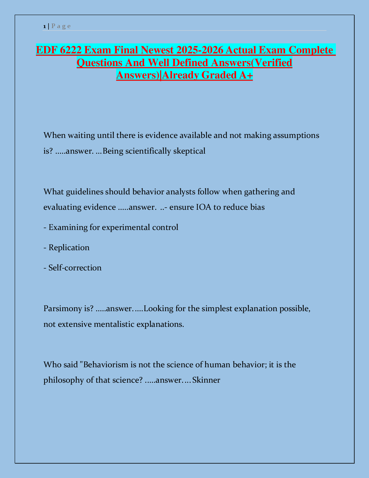 Preview of EDF 6222 Exam Final Newest 2025-2026 Actual Exam Complete  Questions And Well Defined Answers(Verified  Answers)|Already Graded A+