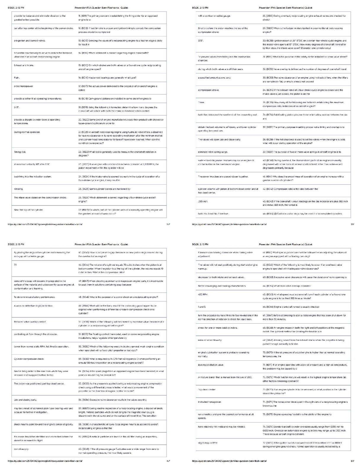 Recommended document preview for Powerplant FAA Question Bank Flashcards / Score 100% / New Version / 2026 Update / FAA Powerplant Exam Prep