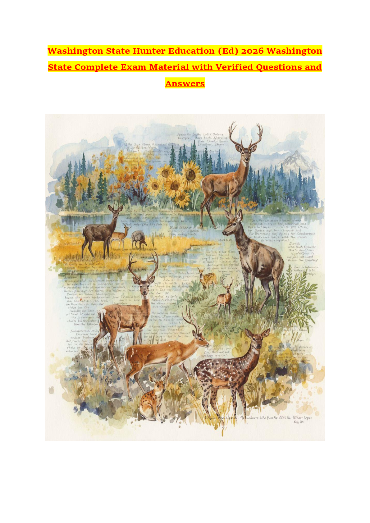Recommended document preview for Washington State Hunter Education (Ed) 2026 Washington State Complete Exam Material with Verified Questions and Answers