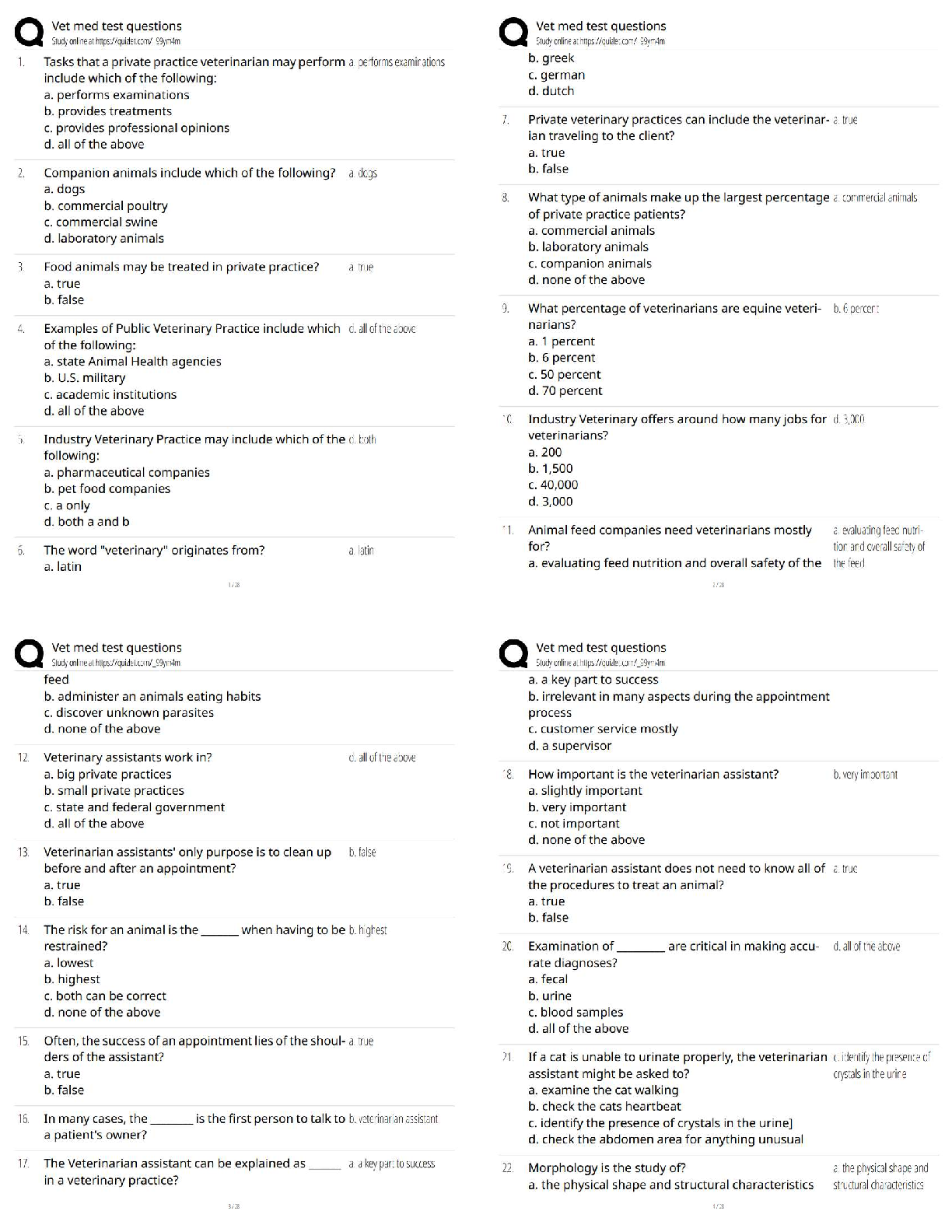Recommended document preview for Vet Med Test Questions / Score 100% / New Version 2026 Veterinary Test Bank & Practice Exam