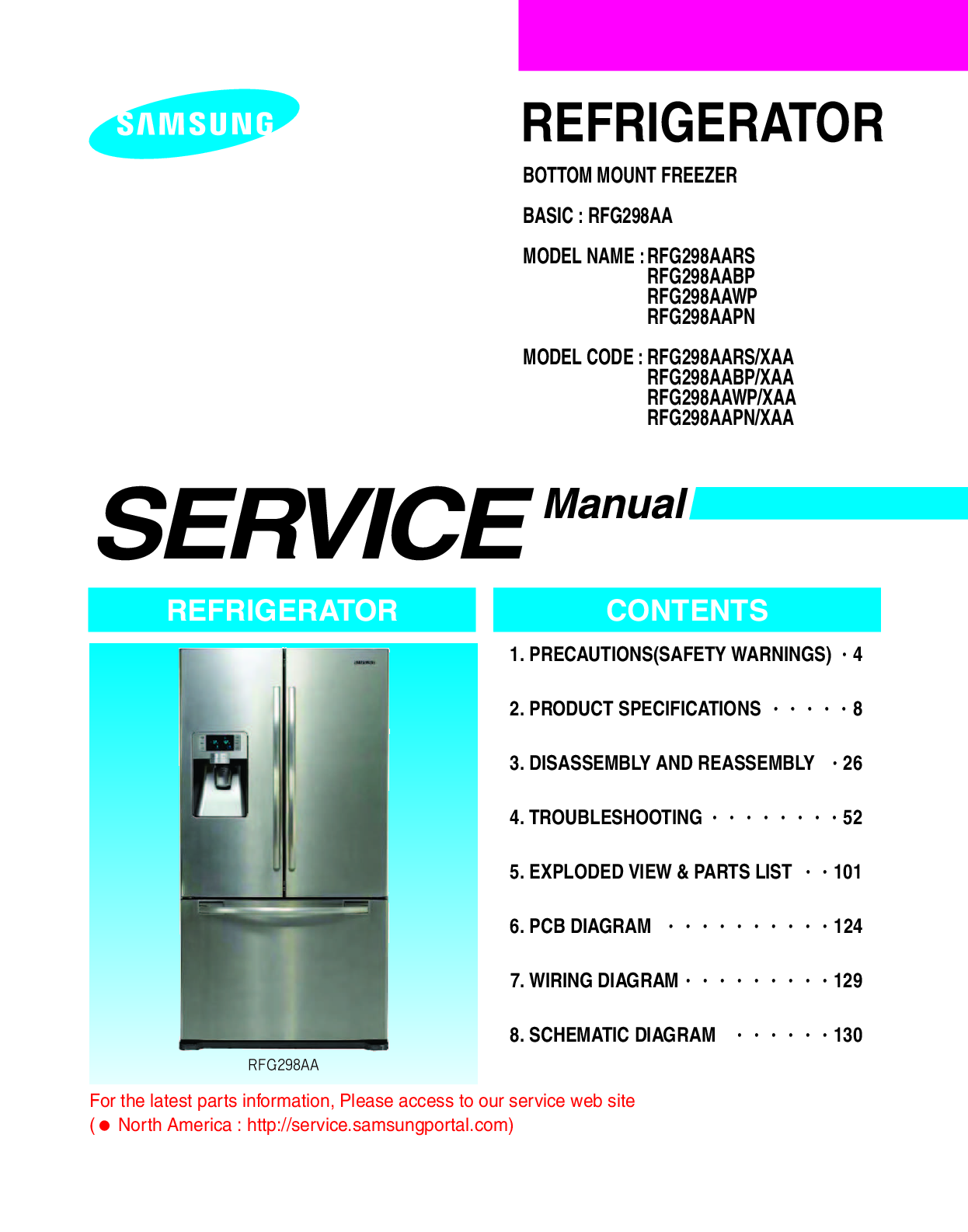 Preview of SAMSUNG RFG298AARS, ETC. SERVICE REPAIR MANUAL