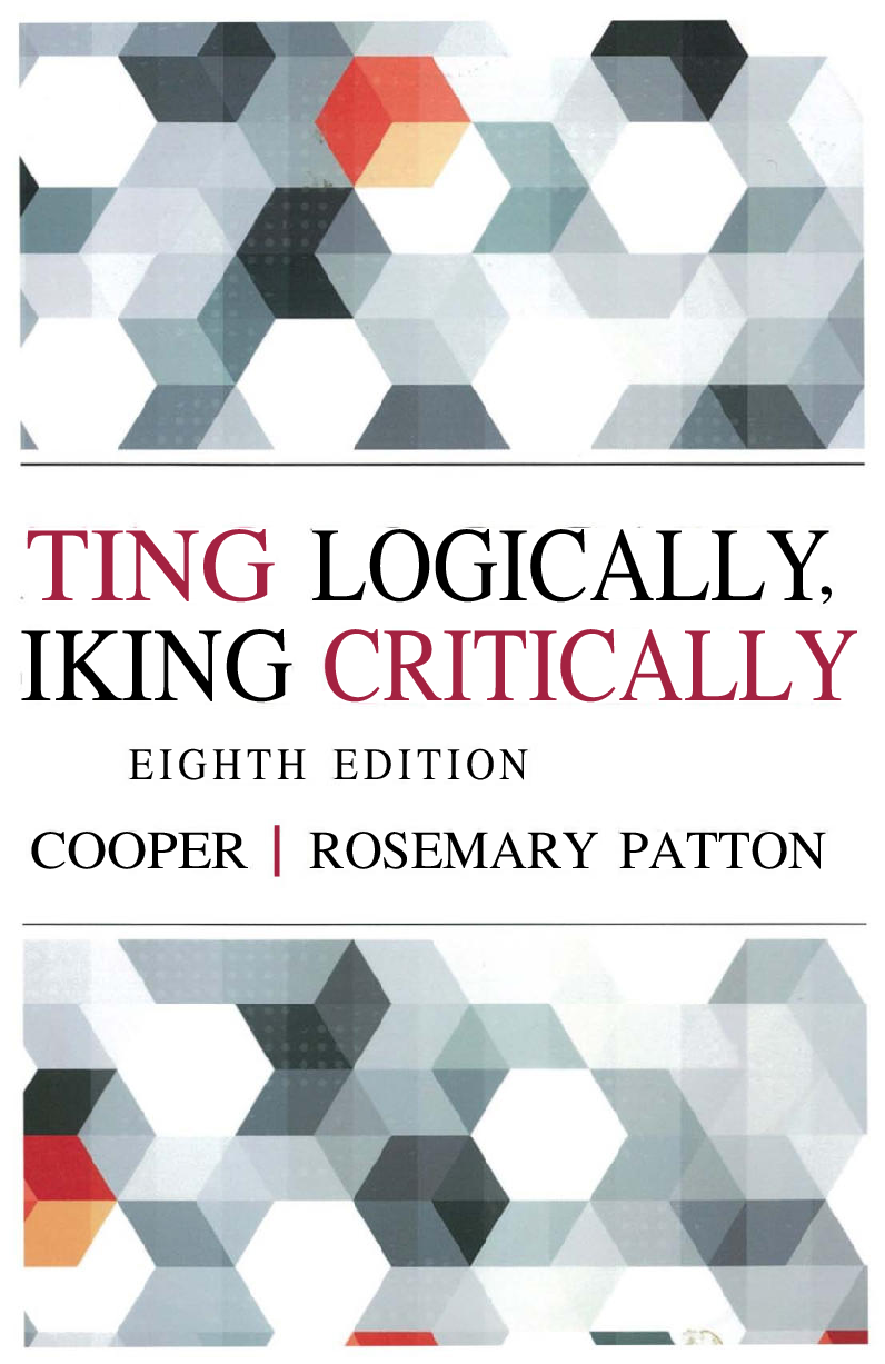 Recommended document preview for eBook PDF Writing Logically Thinking Critically 8th Edition By Sheila Cooper, Rosemary Patton
