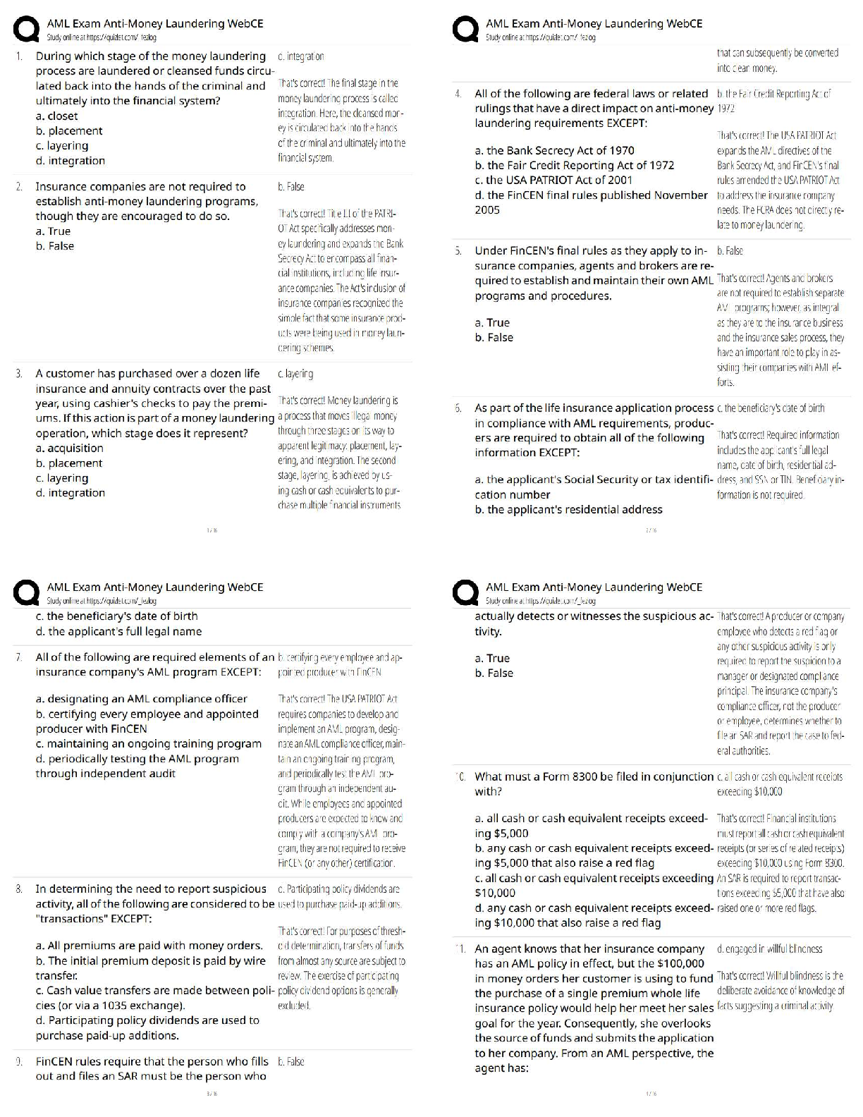 Recommended document preview for AML Exam Anti-Money Laundering WebCE Practice Questions / Test Bank / Score 100% / New Version 2025 Update
