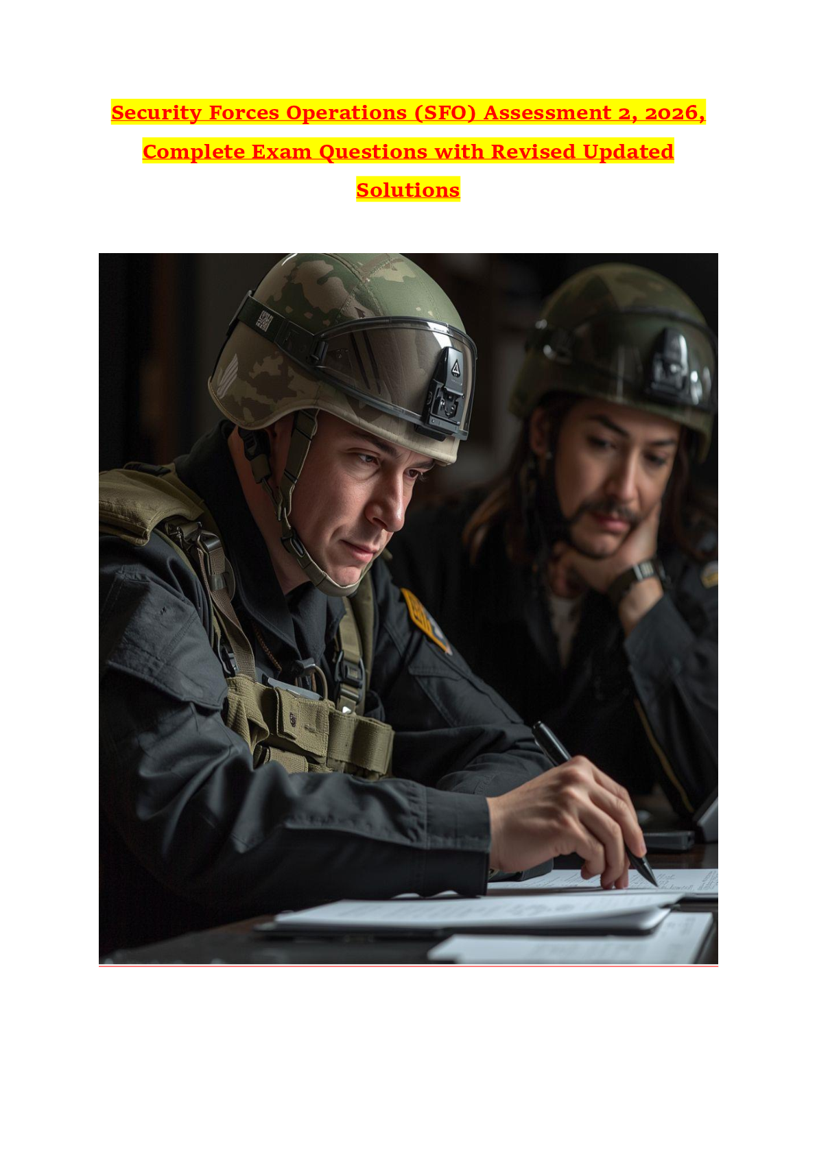 Security Forces Operations (SFO) Assessment 2, 2026, Complete Exam Questions with Revised Updated Solutions