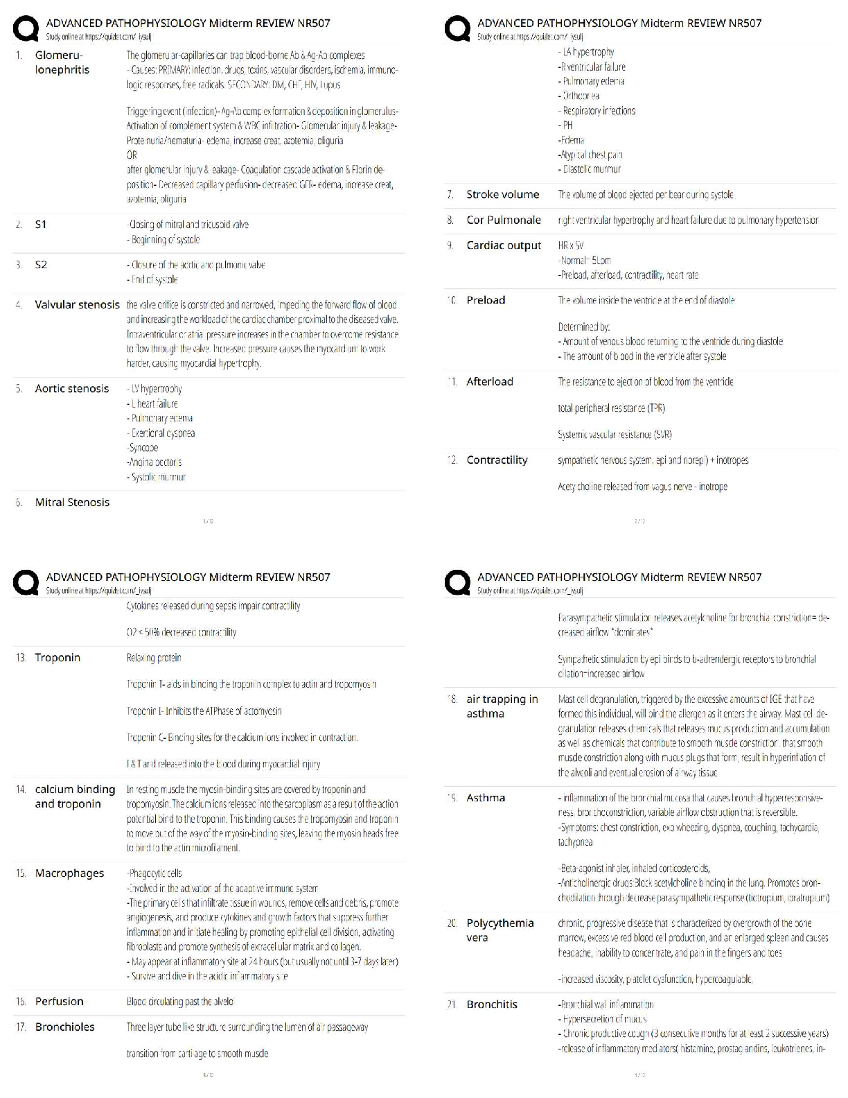 Preview of NR507 Advanced Pathophysiology Midterm Review Questions & Answers / Score 100% / Latest 20