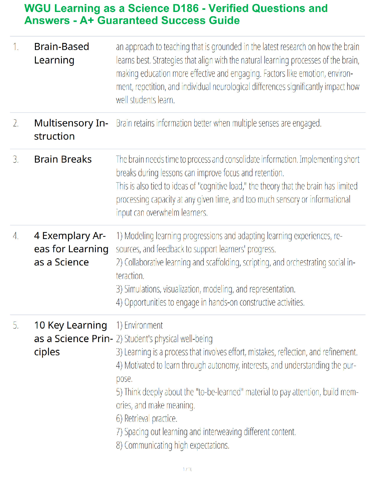 Preview of WGU Learning as a Science D186 - Verified Questions and Answers - A+ Guaranteed Success Guide