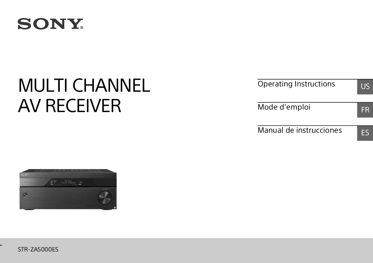 Preview of Sony STR-ZA5000ES AV Receiver Operator Manual