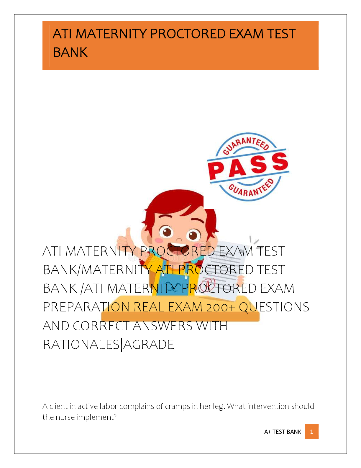 Preview of ATI MATERNITY PROCTORED EXAM TEST  BANK/MATERNITY ATI PROCTORED TEST  BANK /ATI MATERNITY
