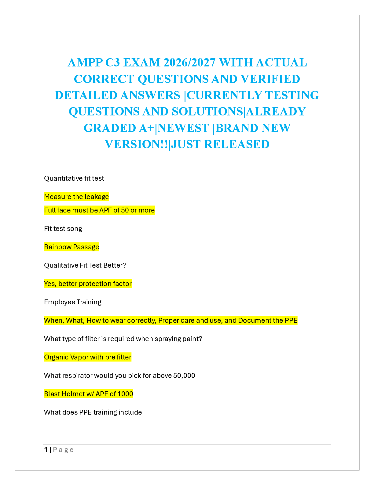 Preview of AMPP C3 EXAM 2026/2027