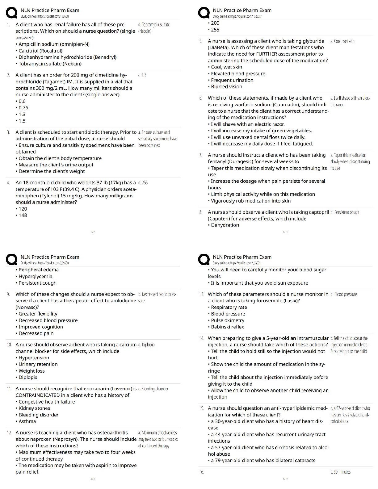 Recommended document preview for NLN Practice Pharm Exam / Score 100% / 2025–2026 Updated Pharmacology Test Bank