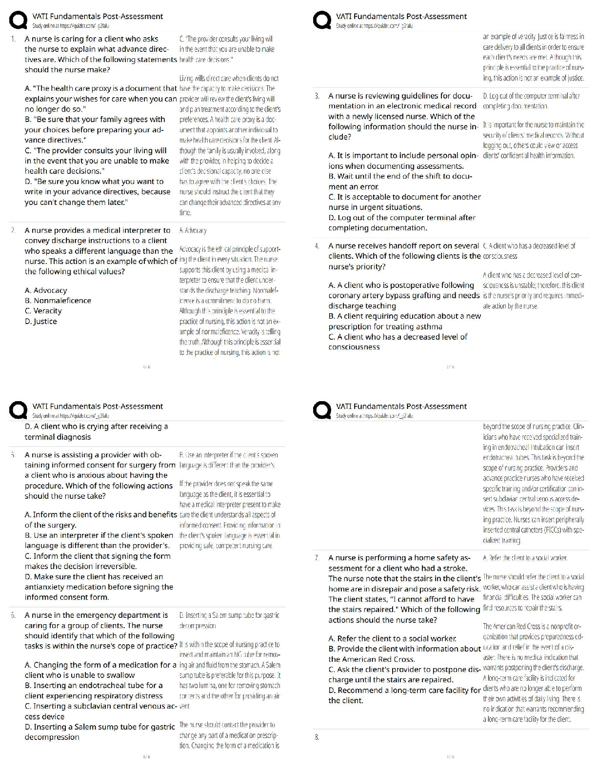 Preview of VATI Fundamentals Post-Assessment / Score 100% / New Version 2026 ATI Practice Questions, Remediation & NCLEX Review