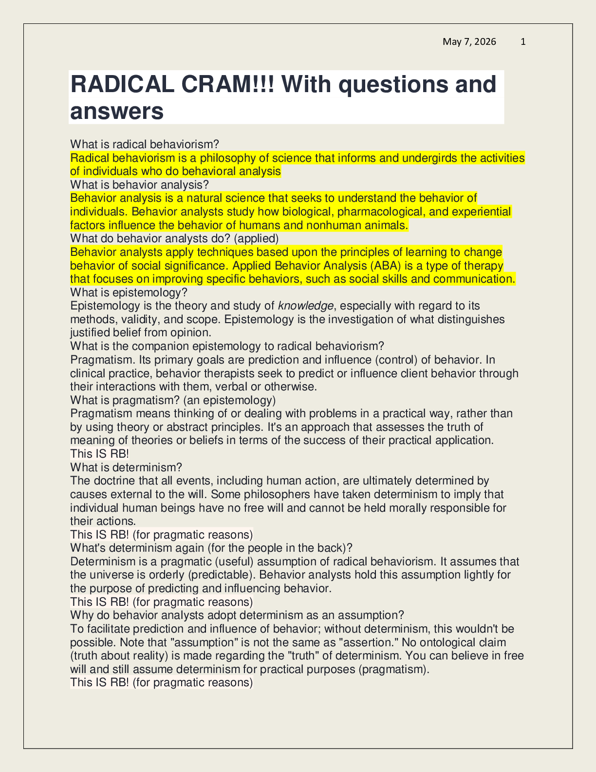 Preview of RADICAL CRAM!!! With questions and answers