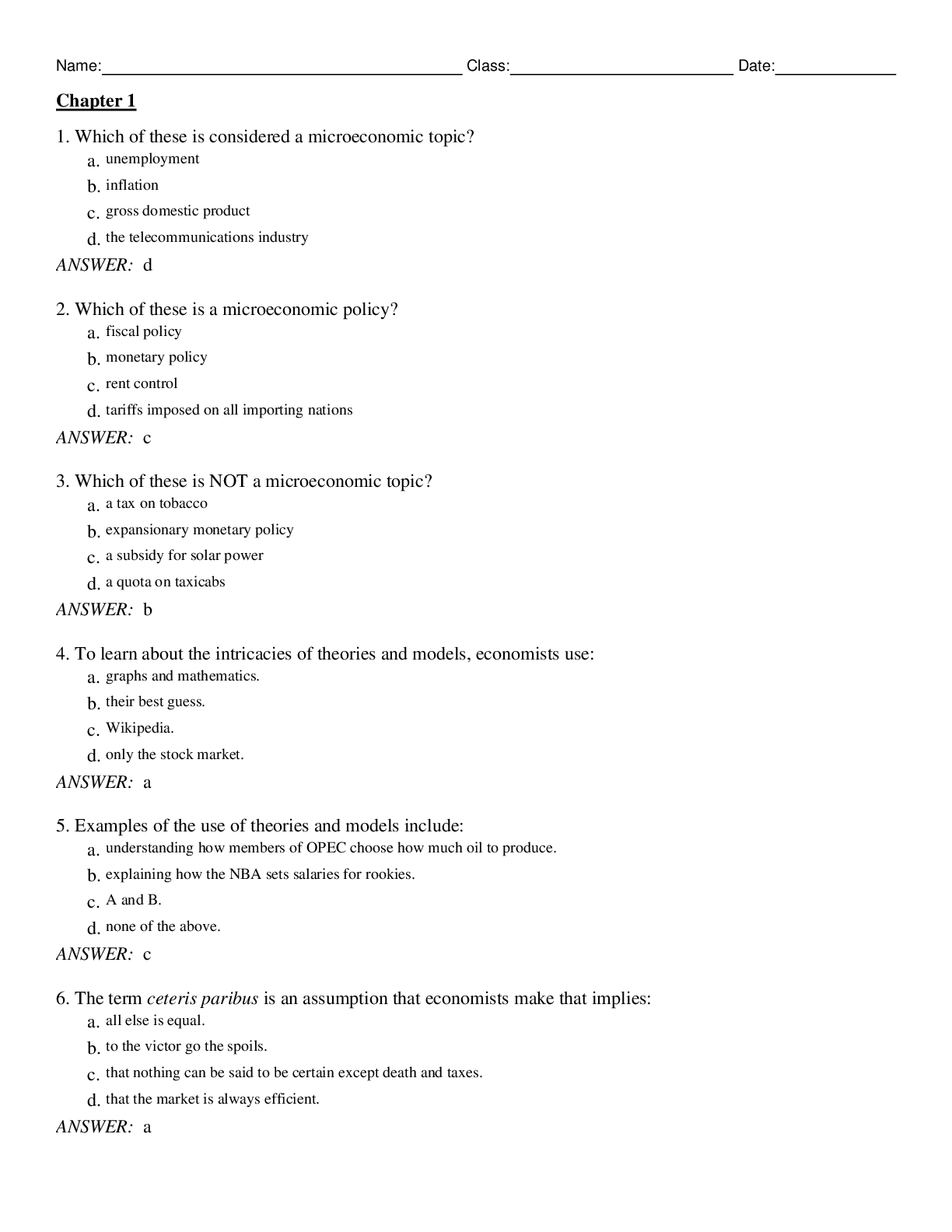 Preview of Microeconomics 4th Edition By Austan Goolsbee, Steven Levitt, Chad Syverson Test Bank