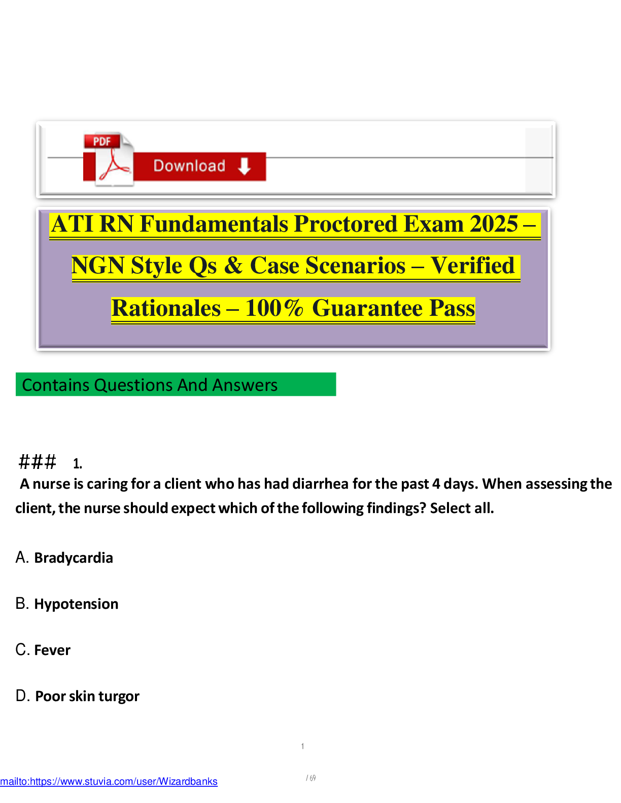 Preview of ATI RN Fundamentals Proctored Exam 2025 –  NGN Style Qs & Case Scenarios – Verified  Rationales – 100% Guarantee Pass