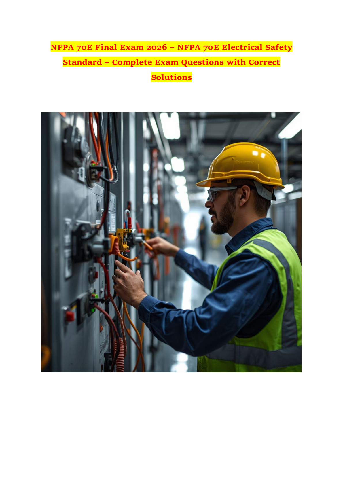 NFPA 70E Final Exam 2026 – NFPA 70E Electrical Safety Standard