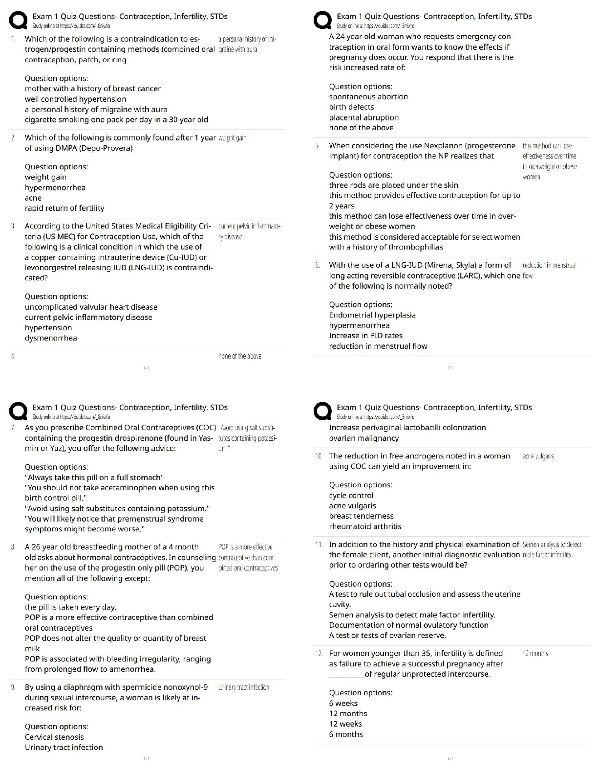 Recommended document preview for Exam 1 Quiz Questions Contraception Infertility STDs / Reproductive Health Exam Questions and Answers / Score 100% / 2026 Updated