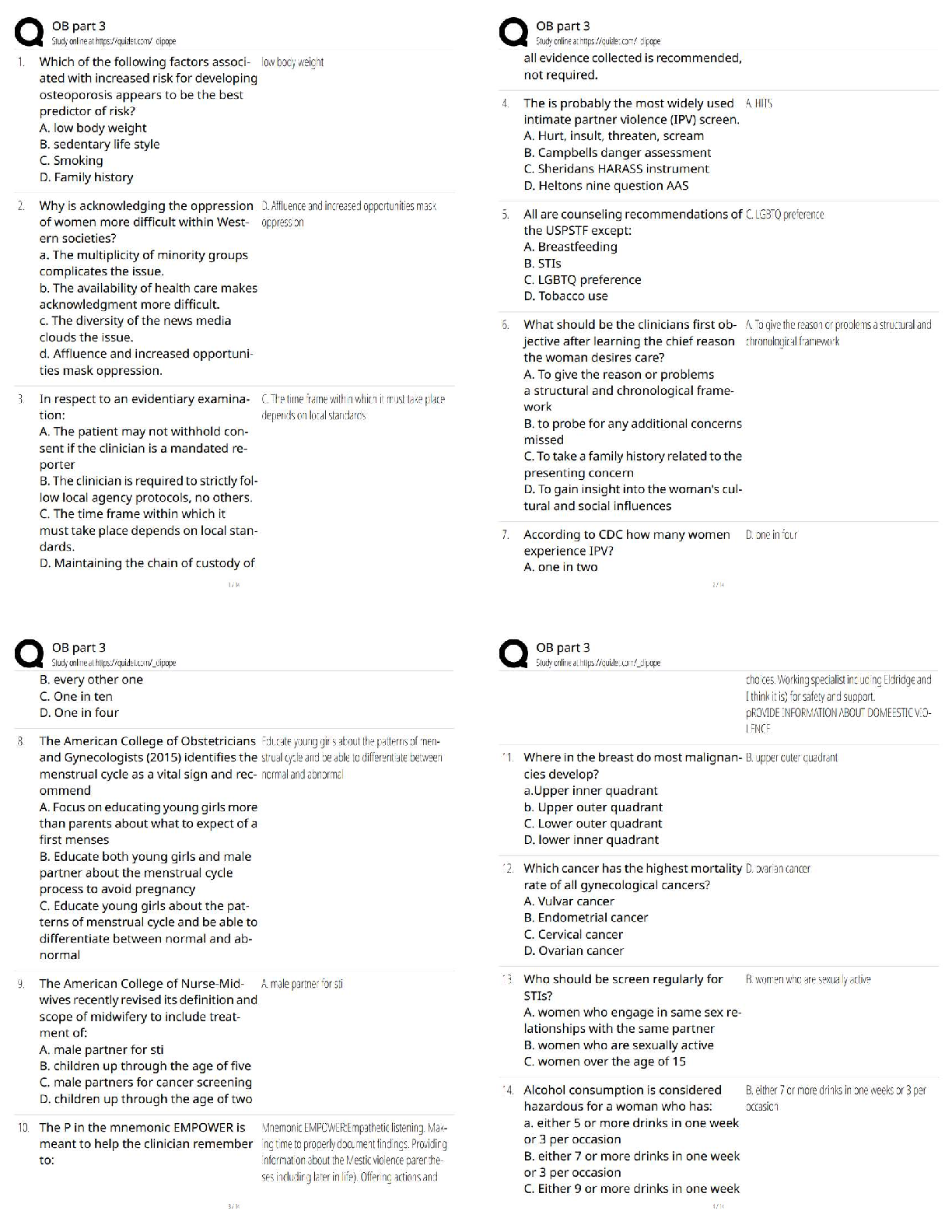 Recommended document preview for OB Part 3 Study Guide / Obstetrics Part 3 Exam Questions and Answers / Score 100% / 2026 Updated Version