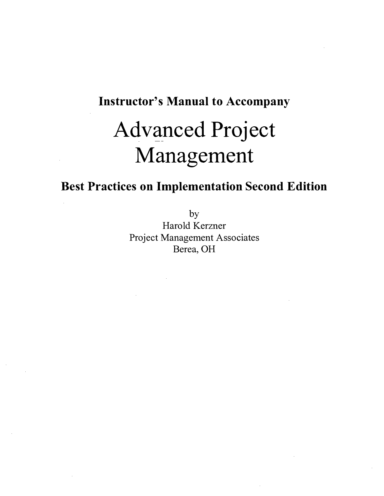 Advanced Project Management: Best Practices on Implementation (2nd Edition) by Harold Kerzner – Complete Guide to Project Management Excellence