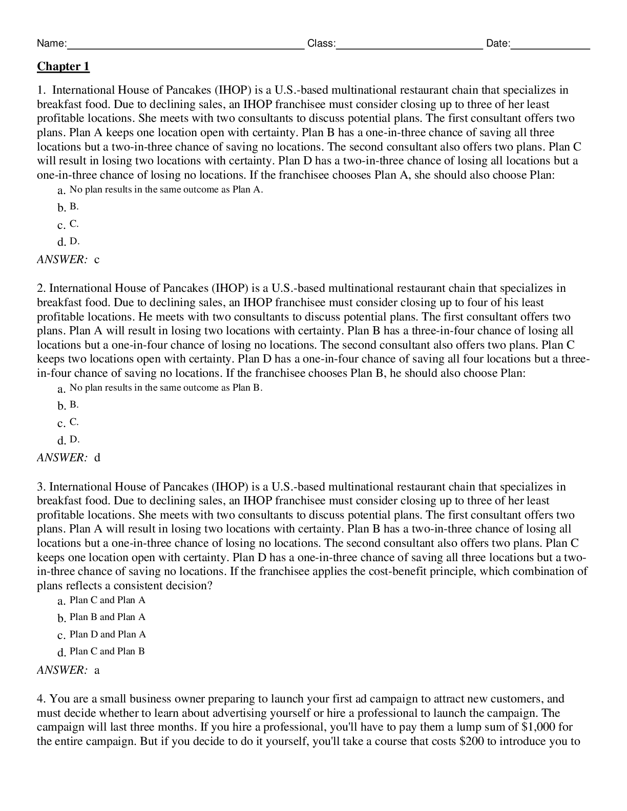 Recommended document preview for Principles of Economics Micro and Macro 2nd Edition By Betsey Stevenson, Justin Wolfers Test Bank
