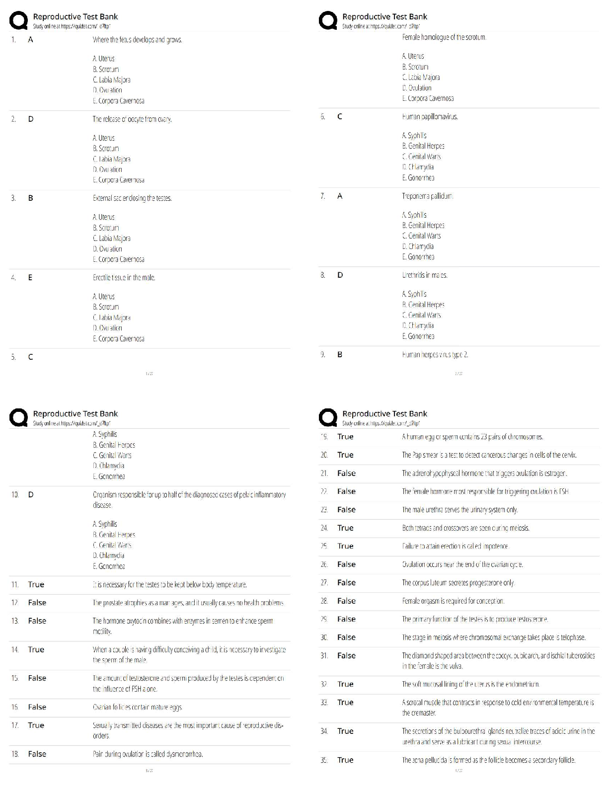 Recommended document preview for Reproductive Test Bank / Reproductive Health Exam Questions and Answers / Score 100% / 2026 Updated Version