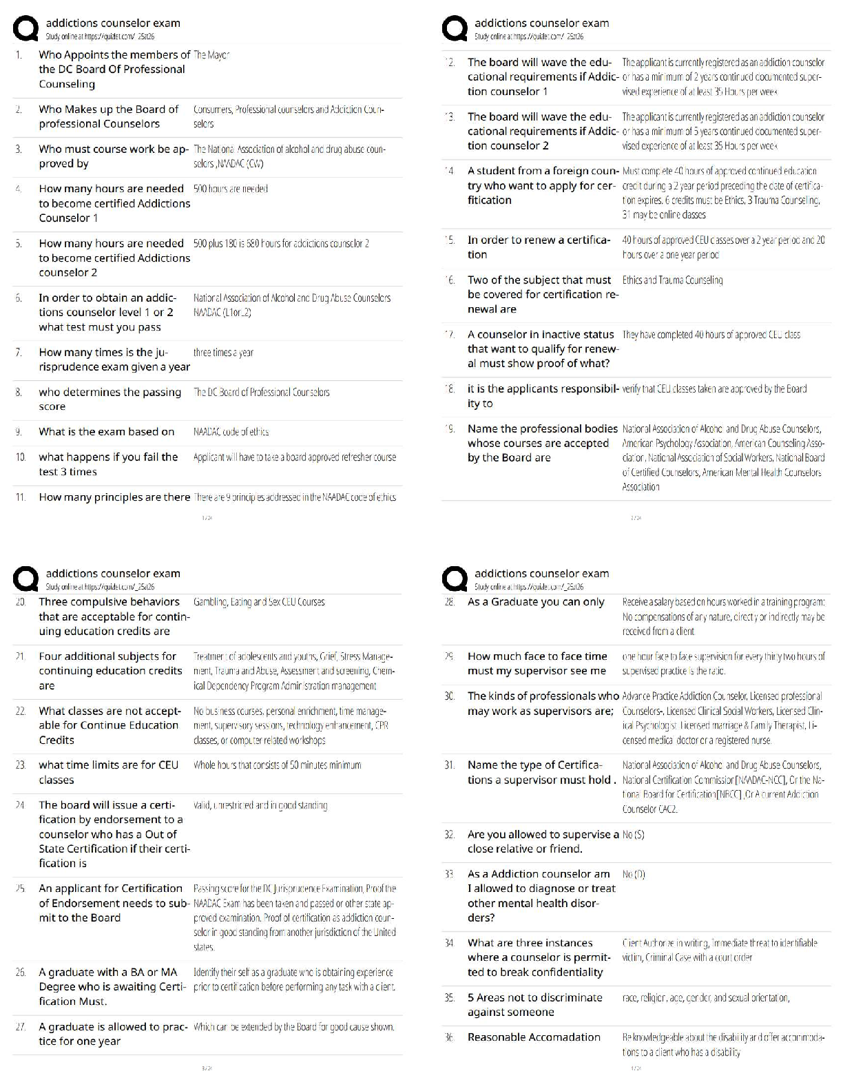 Preview of Addictions Counselor Exam Study Guide / Addiction Counseling Exam Questions and Answers /
